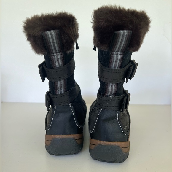 Merrell Decora Chant Waterproof Mid-Calf Black and Brown Leather Boots, size 8.5 - Picture 4 of 13